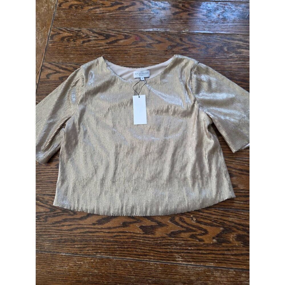 NWT Ripley Rader gold sequins crop top sz 4 (L)